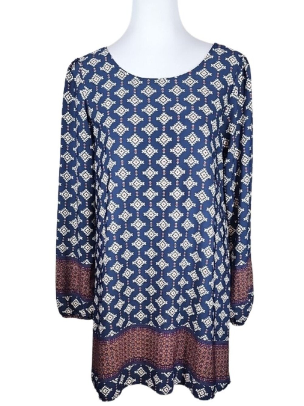 Altar'd State Navy Geometric Boho Tunic Dress M Folk Peasant Cottagecore
